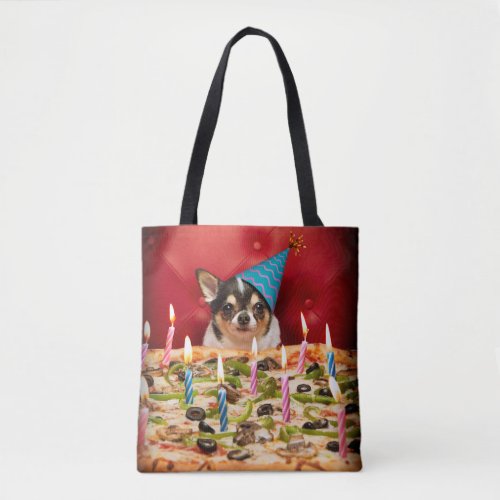 Chihuahua Birthday Pizza Pie Tote Bag