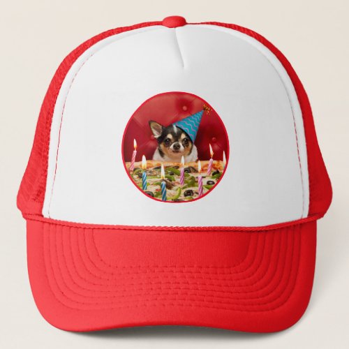 Chihuahua Birthday Pizza Pie Trucker Hat