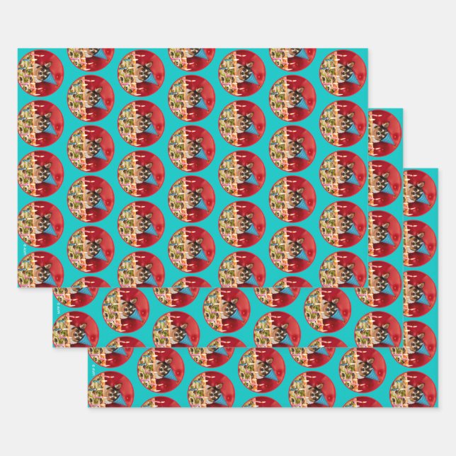 Chihuahua Birthday Pizza Pie Wrapping Paper Sheets (Set)