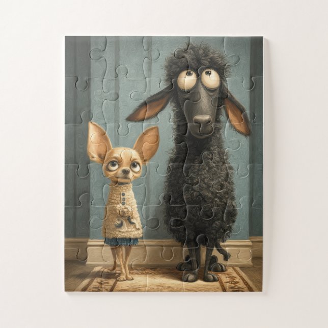 Chihuahua & Black Sheep – Funny Puzzle (Vertical)