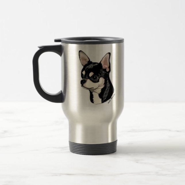 Chihuahua Black & Tan Travel Mug (Left)
