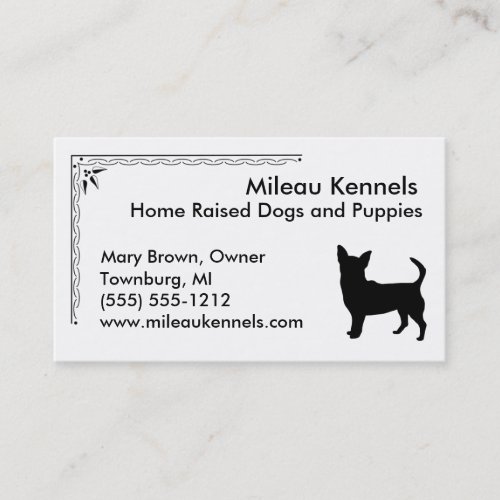 Chihuahua Black White Silhouette Pet Business Card