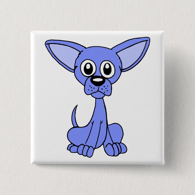Chihuahua Blue Pinback Button (Front)
