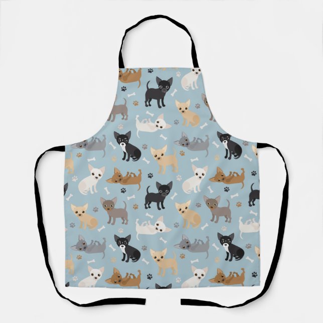 Chihuahua Bones and Paws Blue Apron (Front)
