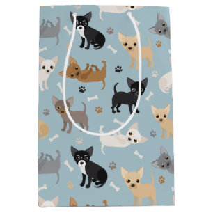 Chihuahua Bones and Paws Blue Medium Gift Bag