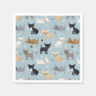 Chihuahua Bones and Paws Blue Napkins