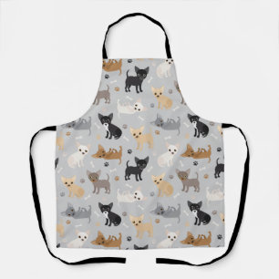 Chihuahua Bones and Paws Gray Apron