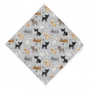 Chihuahua Bones and Paws Gray Bandana