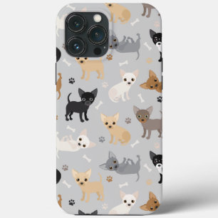 Chihuahua Bones and Paws Gray iPhone 13 Pro Max Case