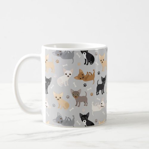 Chihuahua Bones and Paws Gray Coffee Mug