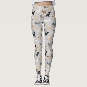 Chihuahua Bones and Paws Gray Leggings