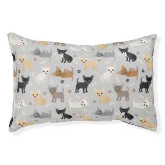 Chihuahua Bones and Paws Gray Pet Bed