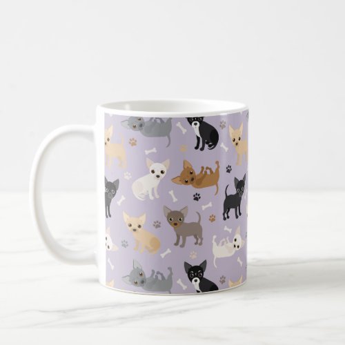 Chihuahua Bones and Paws Purple Coffee Mug