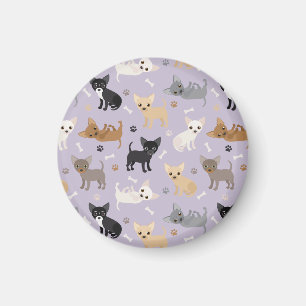 Chihuahua Bones and Paws Purple Magnet