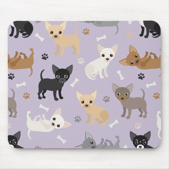 Chihuahua Bones and Paws Purple Mouse Pad (Front)