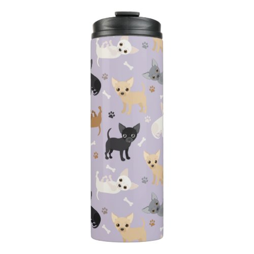 Chihuahua Bones and Paws Purple Thermal Tumbler