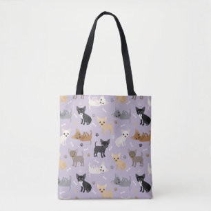 Chihuahua Bones and Paws Purple Tote Bag