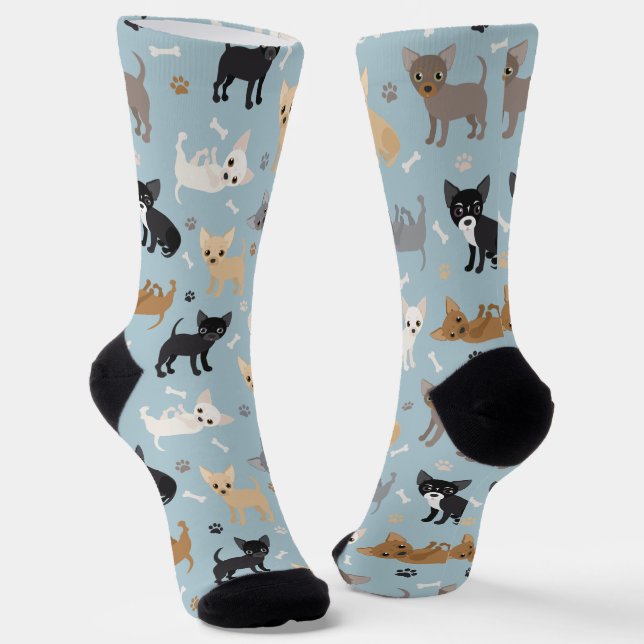Chihuahua Bones and Paws Socks (Angled)