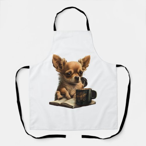 Chihuahua  Book  Coffee  Tea  Reading  Apron