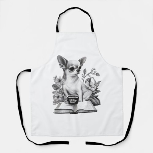 Chihuahua  Book  Coffee  Tea  Reading   Apron