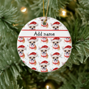 Chihuahua Breed Watercolor Dog Pattern Christmas Ceramic Ornament