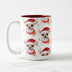 Chihuahua Breed Watercolor Dog Pattern Christmas Two-Tone Coffee Mug