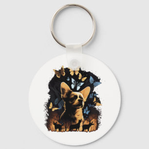 Chihuahua Butterfly Cute Dog Nature Women Keychain