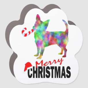 Chihuahua & Candy Cane Merry Christmas Car Magnet
