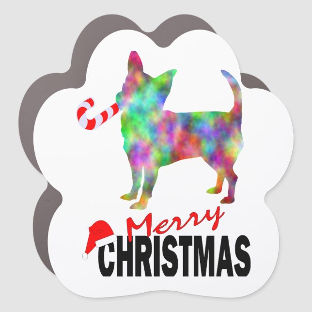 Chihuahua & Candy Cane Merry Christmas Car Magnet (Front)