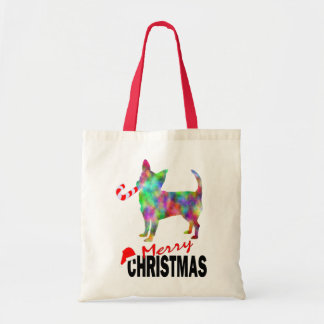 Chihuahua & Candy Cane Merry Christmas Tote Bag
