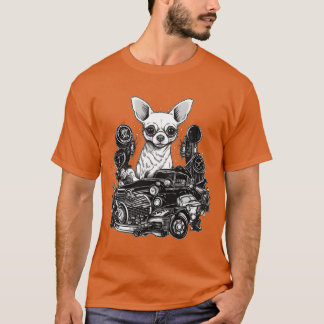 Chihuahua Car Mechanic Automotive Vehicle Dog retr T-Shirt