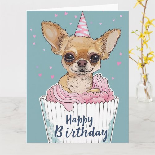 Chihuahua Cartoon Anime Cupcake Paws Card