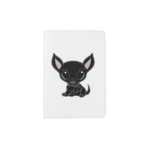 chihuahua cartoon black passport holder