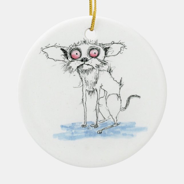 Chihuahua Ceramic Ornament (Front)
