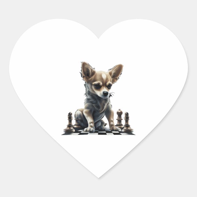 Chihuahua  Chess  Chess Player  Board  Queen   Heart Sticker (Front)