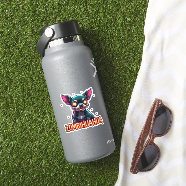 Chihuahua Chi Chichi Chiwawa Zombie Dog Halloween  Sticker (HydroFlask Insitu)