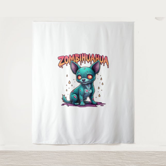 Chihuahua Chi Chichi Chiwawa Zombie Dog Halloween  Tapestry (Front)