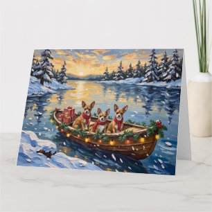 Chihuahua Christmas Boat Holiday Card