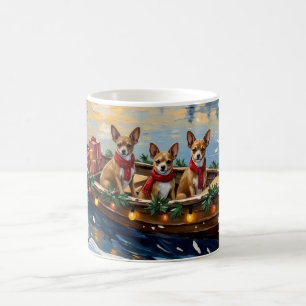 Chihuahua Christmas Boat Holiday Coffee Mug