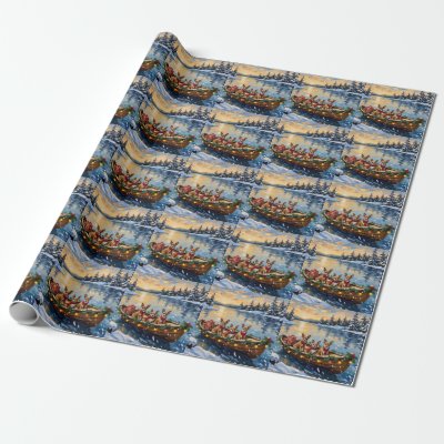 Chihuahua Christmas Boat Holiday Wrapping Paper