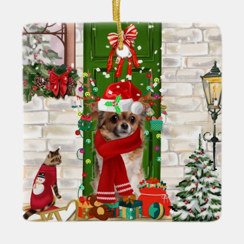 Chihuahua Christmas Ceramic Ornament