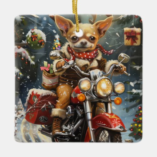 Chihuahua Christmas Ceramic Ornament