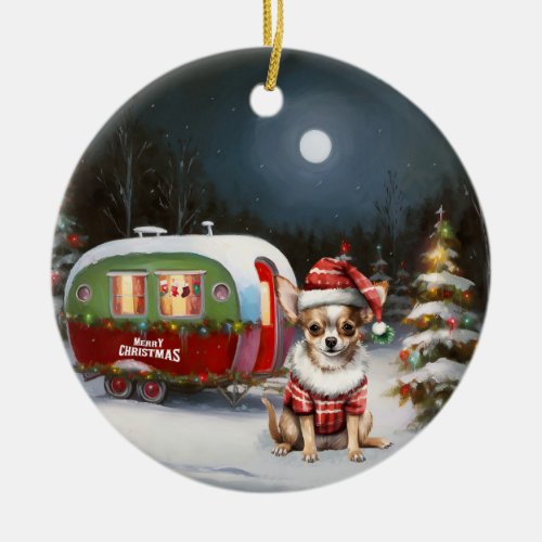 Chihuahua Christmas Ceramic Ornament