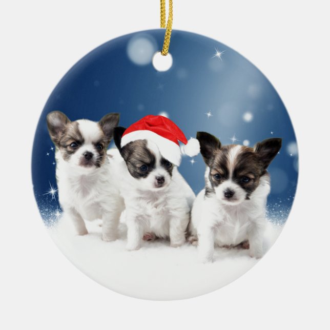 Chihuahua Christmas Ceramic Ornament (Front)