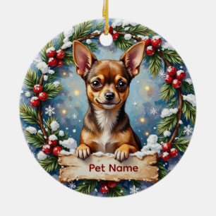 Chihuahua Christmas Ceramic Ornament
