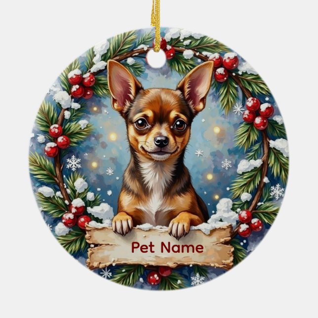 Chihuahua Christmas Ceramic Ornament (Back)