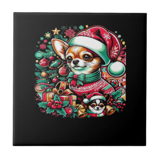 Chihuahua Christmas Cheer! Classic T-Shirt Ceramic Tile