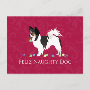 Chihuahua Christmas Design Long-Hair Holiday Postcard