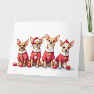 Chihuahua Christmas Dress Santa Hat Card