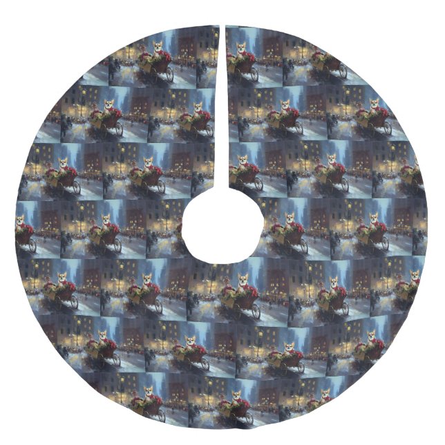 chihuahua Christmas Festive Season Brushed Polyester Tree Skirt (Front)